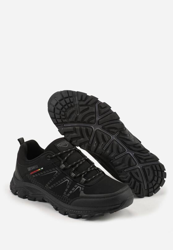 Czarne Buty Sportowe w Trekkingowym Stylu na Tłoczonej Podeszwie Revitte 4