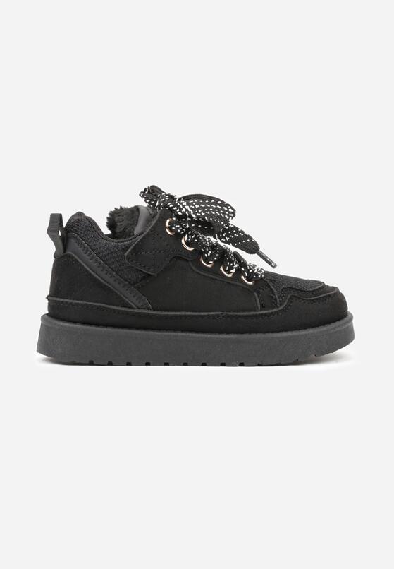 Czarne Sneakersy Śniegowce z Ocieplaną Wyściółką i Szerokimi Sznurówkami Naleia 1