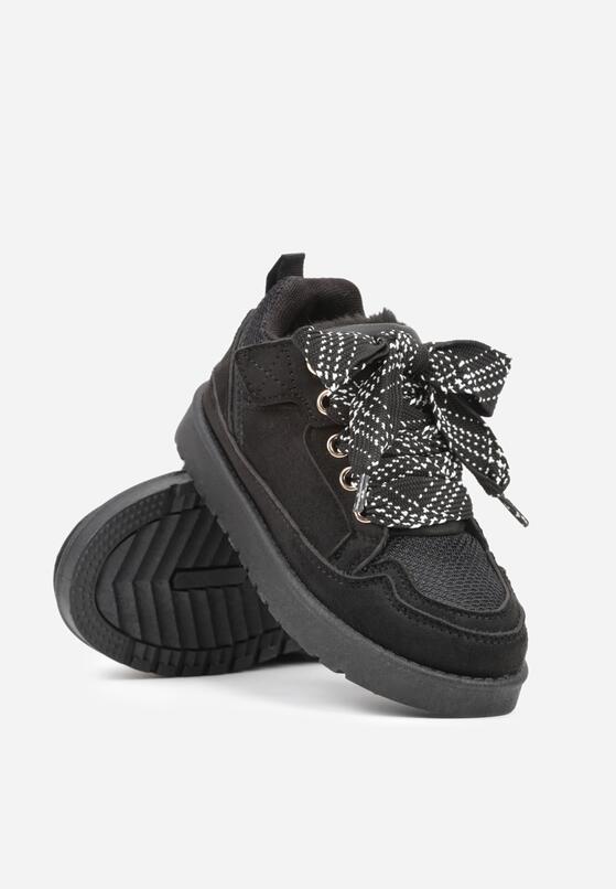 Czarne Sneakersy Śniegowce z Ocieplaną Wyściółką i Szerokimi Sznurówkami Naleia 2