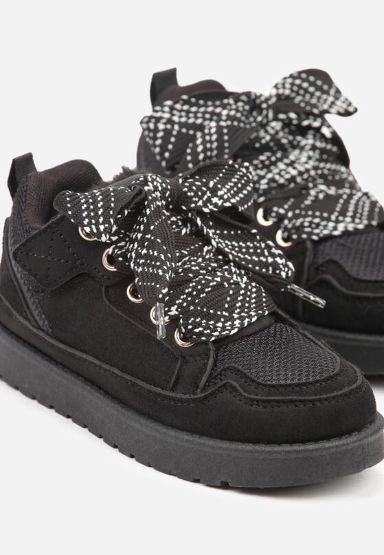Czarne Sneakersy Śniegowce z Ocieplaną Wyściółką i Szerokimi Sznurówkami Naleia 3