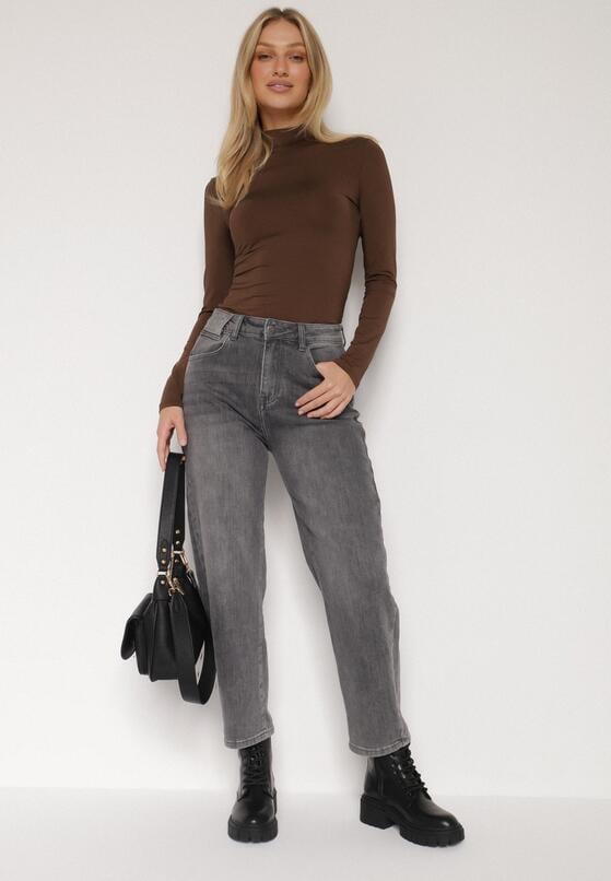 Szare Jeansy Mom Fit z Wysokim Stanem Rallanda 2