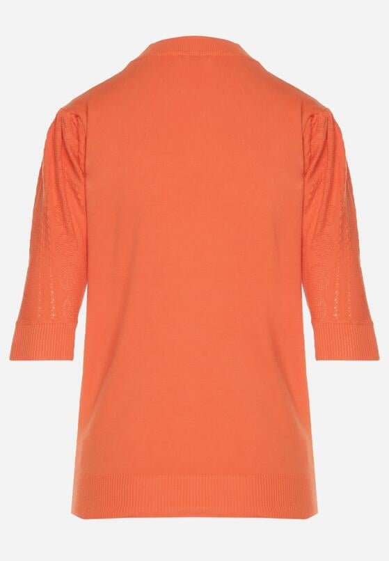 Pomarańczowy T-shirt z Ażurowymi Rękawami Unessea 7