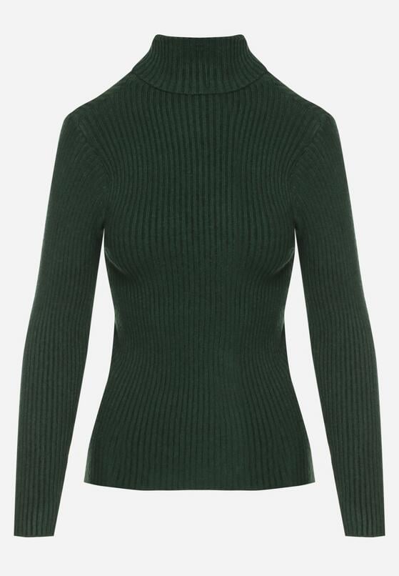 Pulover pe gât Verde închis 6