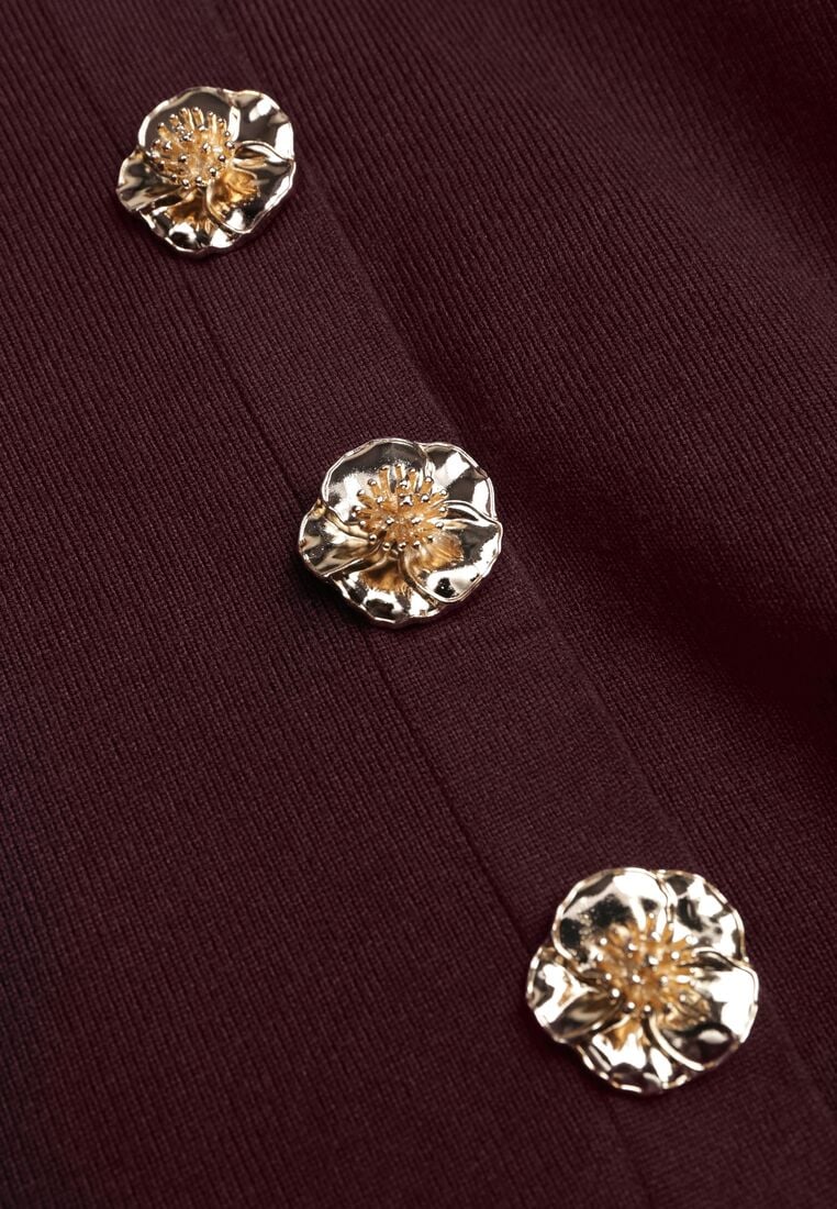 Bordowy Kardigan z Wiskozą z Ozdobnymi Napami i Bufiastymi Rękawami Acalte 8