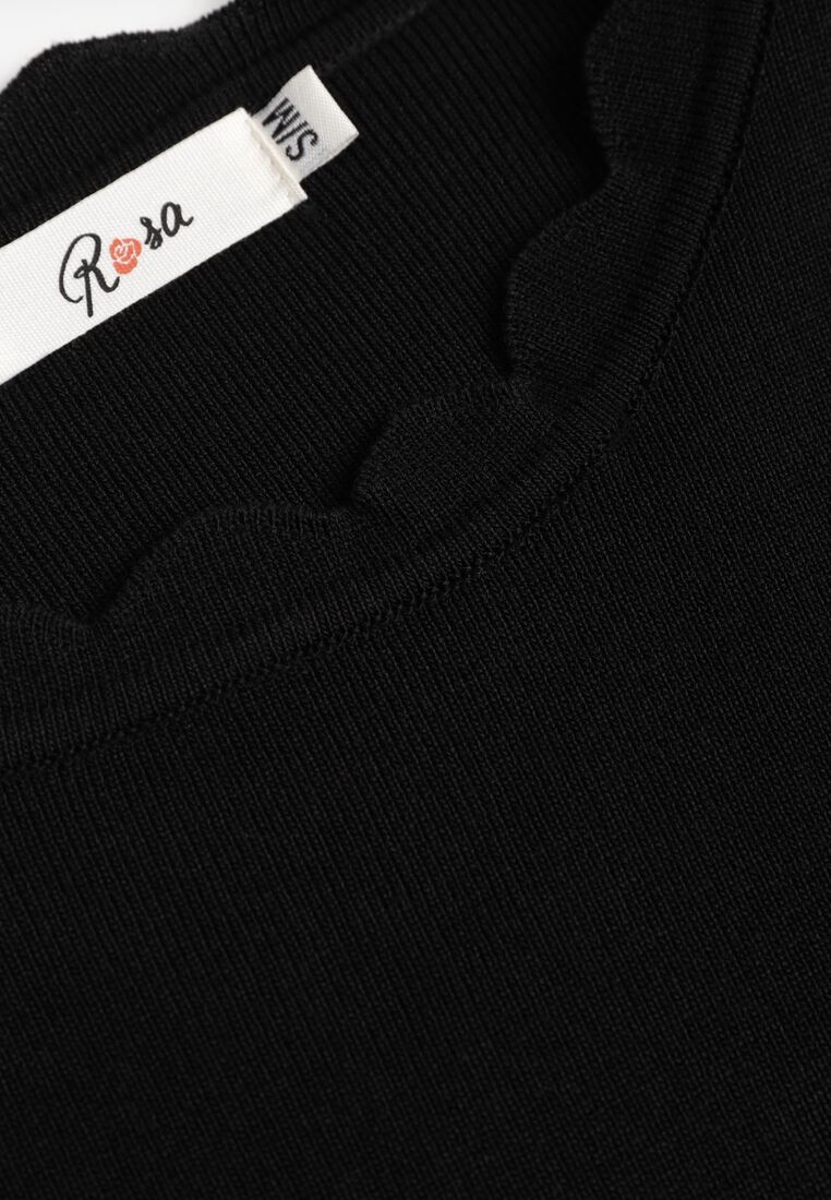 Czarny Sweter z Wiskozą Ozdobiony  Falbankami Mevita 8