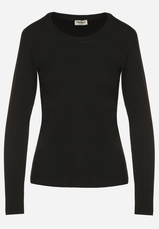 Czarna Bluzka Typu Longsleeve z Okrągłym Dekoltem Unelessa 6
