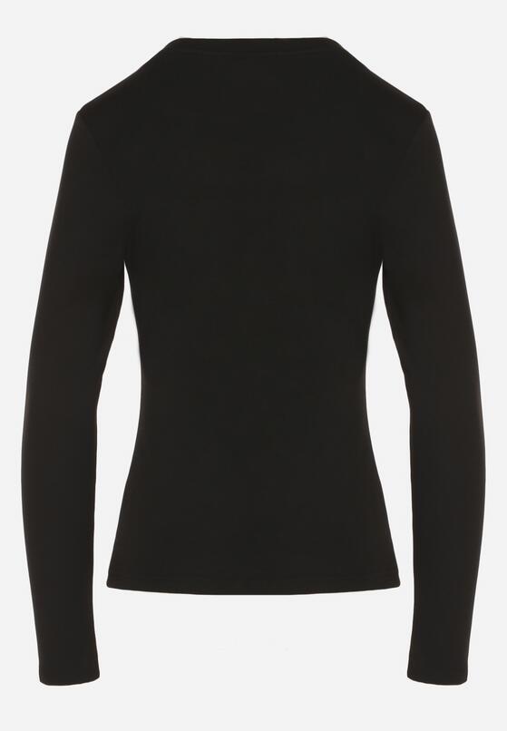 Czarna Bluzka Typu Longsleeve z Okrągłym Dekoltem Unelessa 7