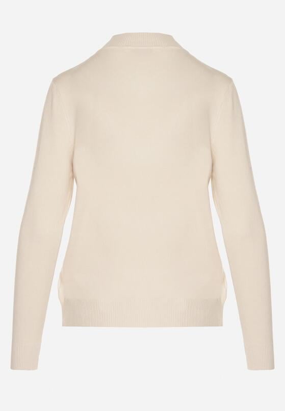 Ciemnobeżowy Gładki Sweter z Półgolfem w Stylu Casual Unallia 7