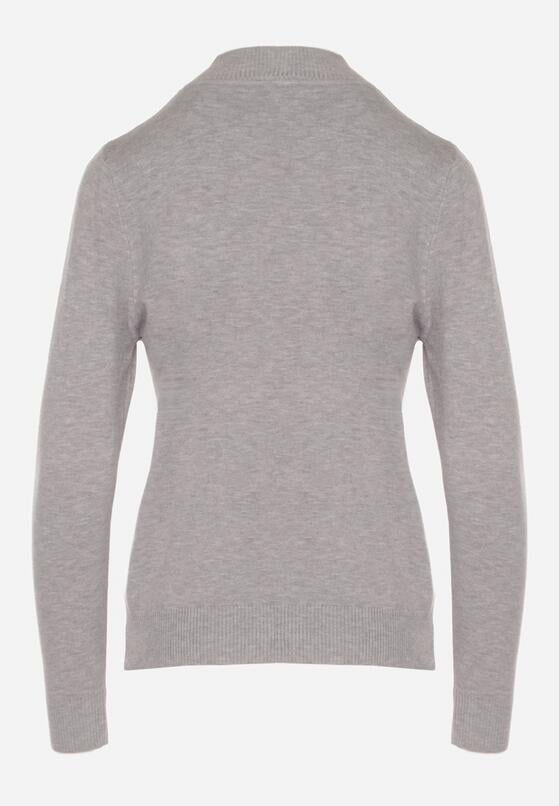 Szary Gładki Sweter z Półgolfem w Stylu Casual Unallia 7