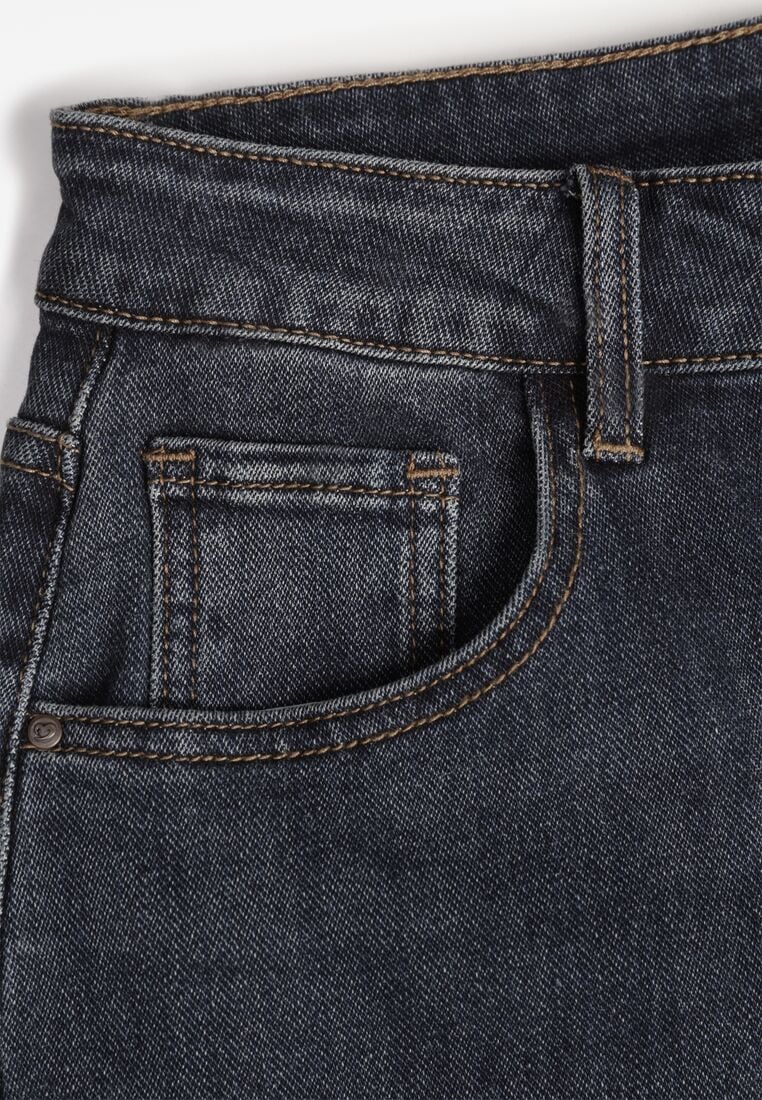 Granatowe Jeansy Mom Fit z Wiskozą i Wysokim Stanem Errelia 8