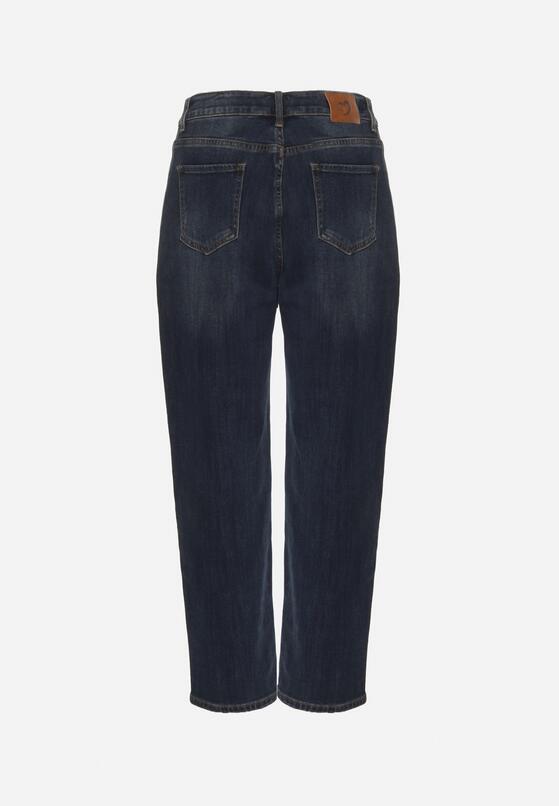 Granatowe Jeansy Mom Fit z Wiskozą i Wysokim Stanem Errelia 7