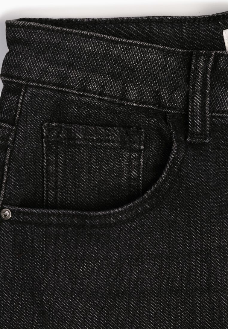 Czarne Jeansy Mom Fit z Wysokim Stanem z Domieszką Wiskozy Aclonna 8