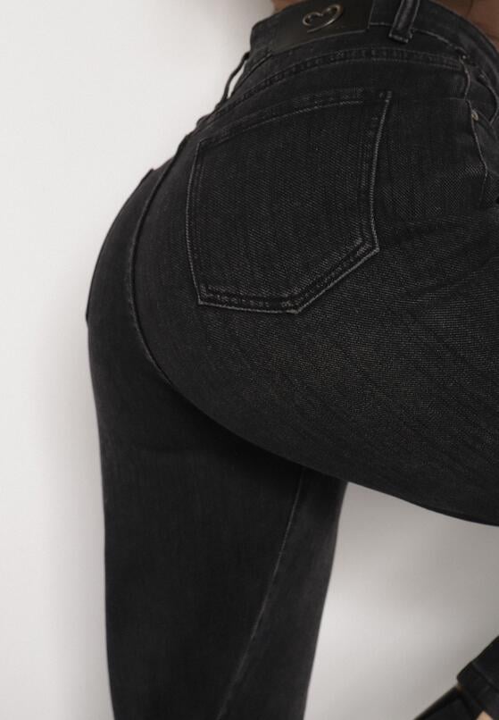 Czarne Jeansy Mom Fit z Wysokim Stanem z Domieszką Wiskozy Aclonna 5