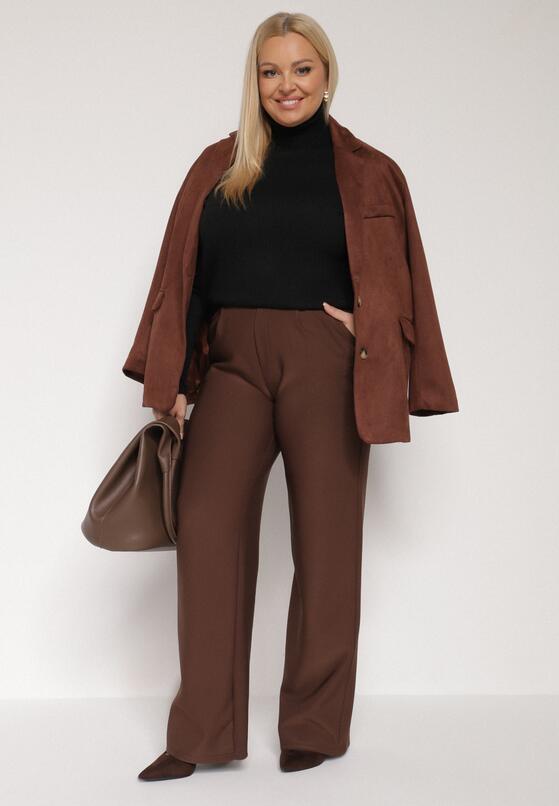 Brązowe Spodnie z Bawełną o Szerokim Kroju z Wysokim Stanem Danniva 2