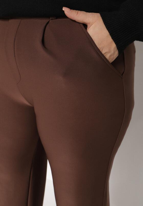 Brązowe Spodnie z Bawełną o Szerokim Kroju z Wysokim Stanem Danniva 5