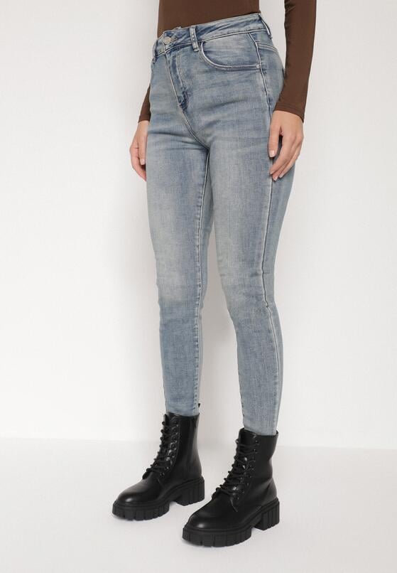 Niebieskie Jeansy Skinny z Bawełną z Regularnym Stanem Tevalka 1