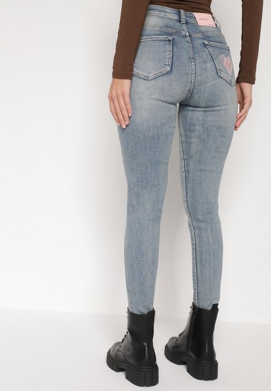 Niebieskie Jeansy Skinny z Bawełną z Regularnym Stanem Tevalka 3