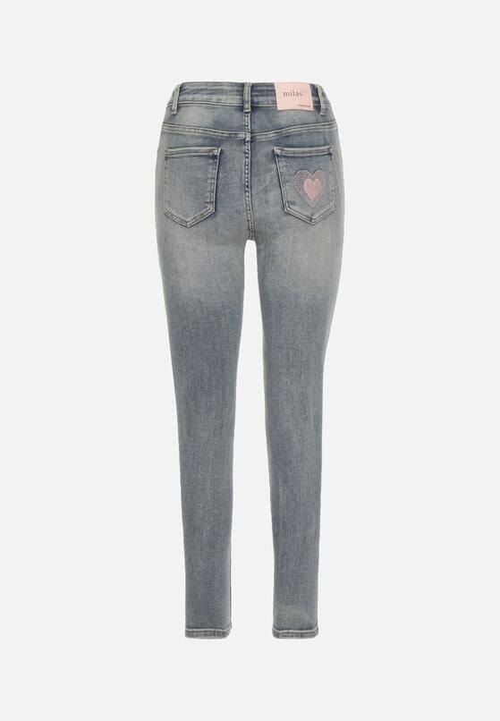 Niebieskie Jeansy Skinny z Bawełną z Regularnym Stanem Tevalka 7