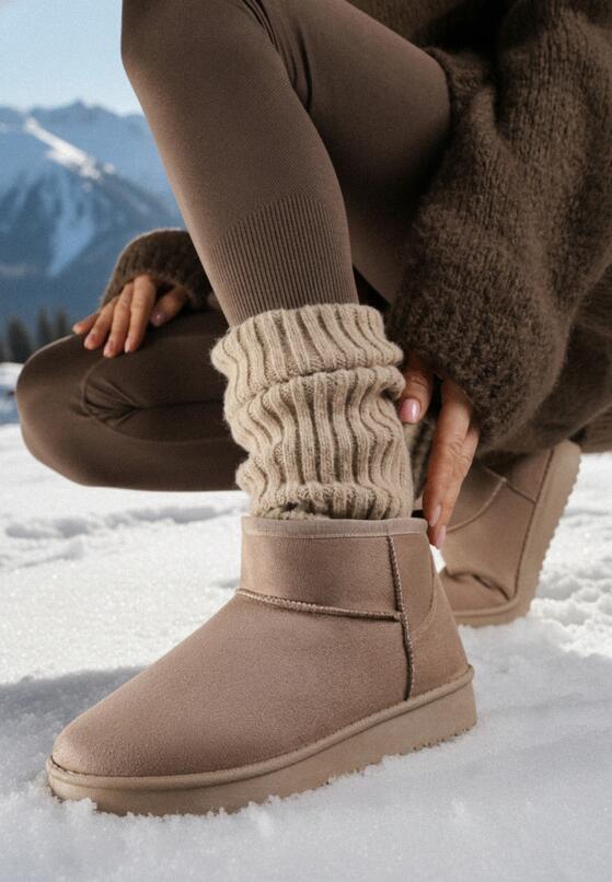 Ciemnobeżowe Krótkie Śniegowce Zozaline 1