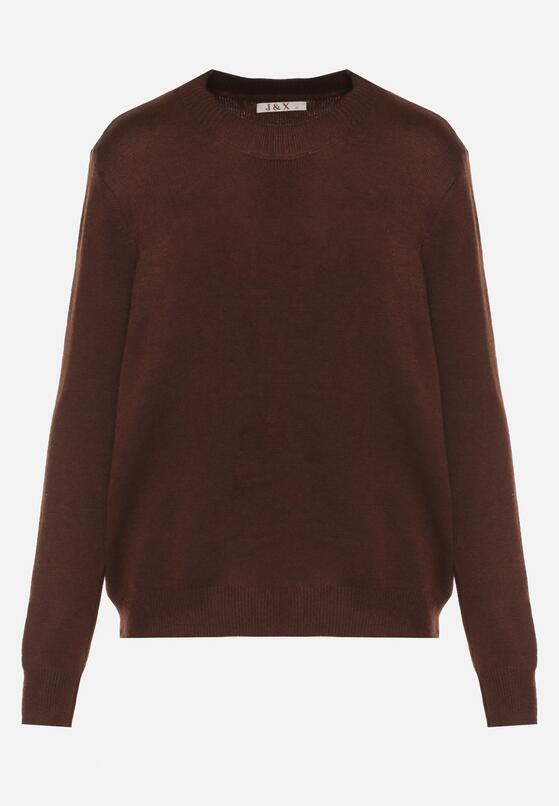 Brązowy Klasyczny Sweter z Wełną Mailira 6