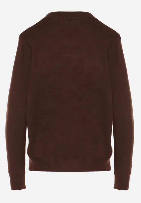 Brązowy Klasyczny Sweter z Wełną Mailira 7
