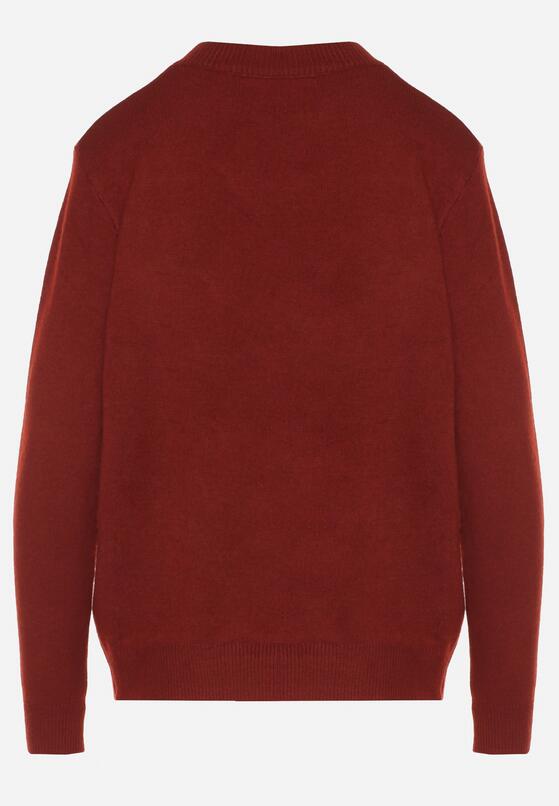 Bordowy Klasyczny Sweter z Wełną Mailira 7