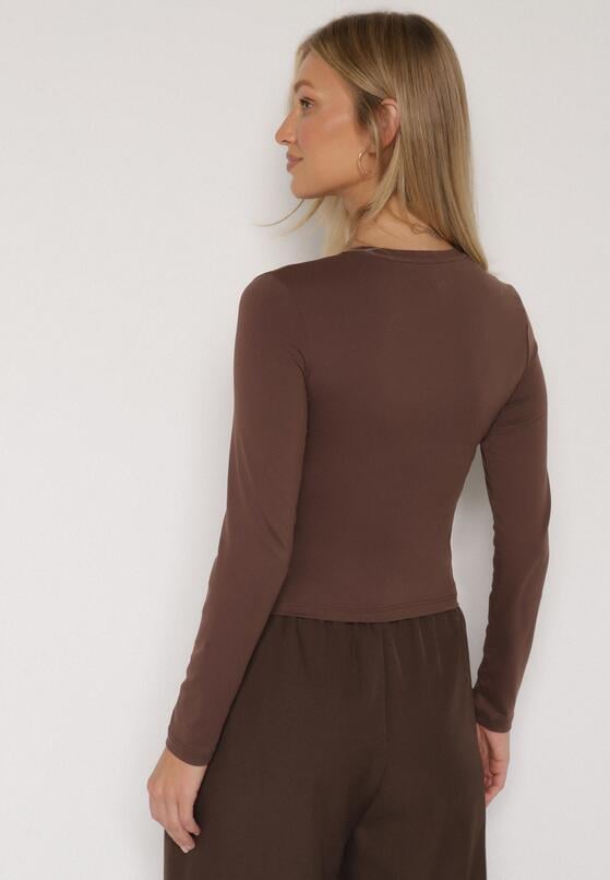 Brązowa Bluzka ana Bluzka Typu Longsleeve Lisfia 3