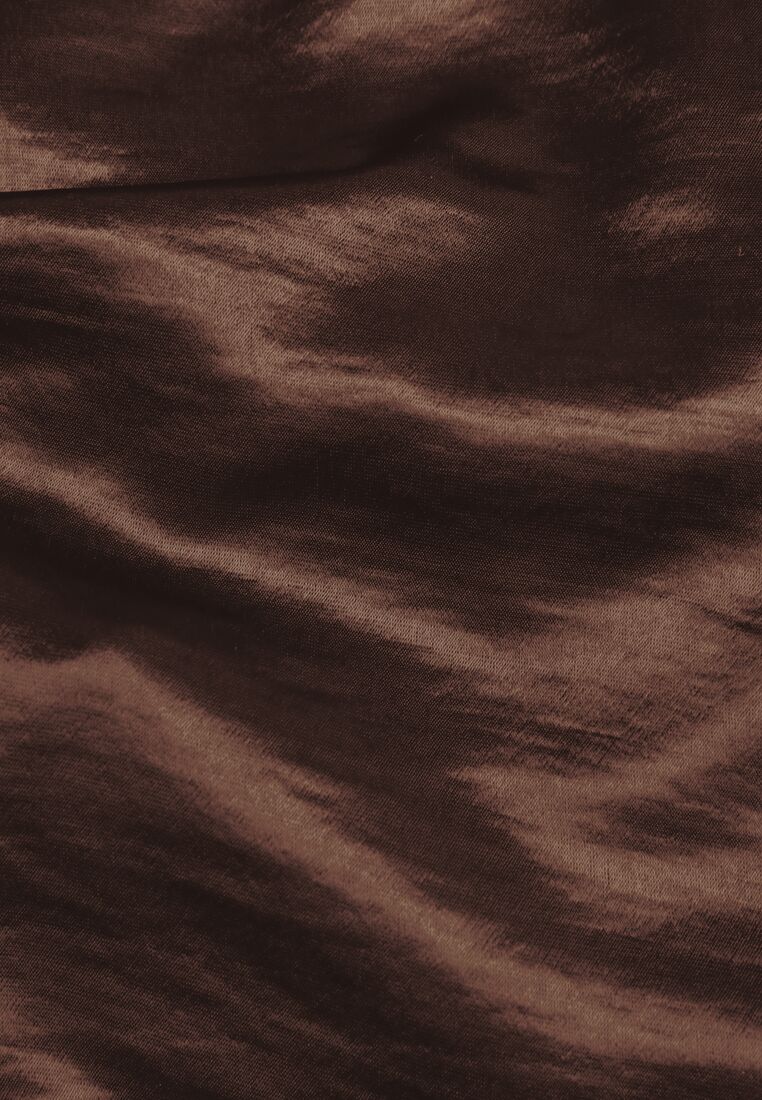 Brązowa Koktajlowa Sukienka Satynowa z Wiskozy z Bawełną Delinavia 8