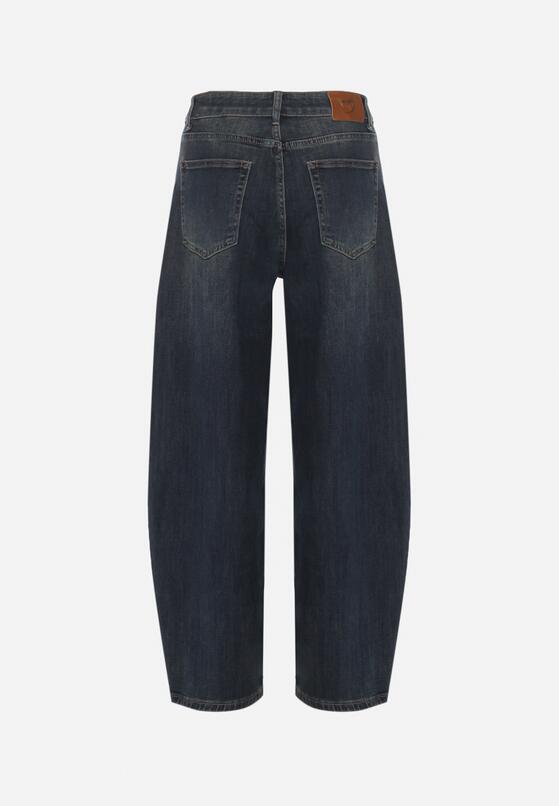 Niebieskie Szerokie Jeansy Mom Fit z Wysokim Stanem Delennia 7