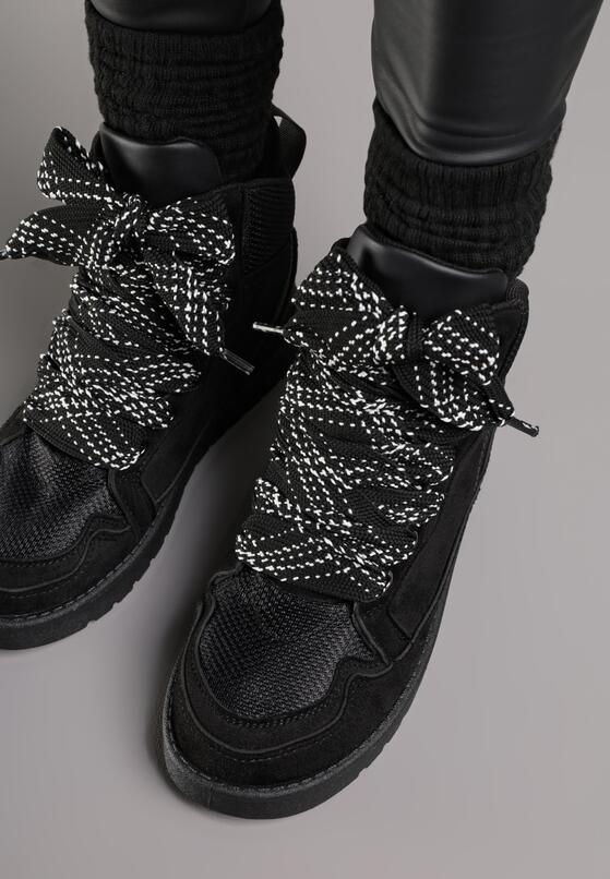 Czarne Sneakersy z Ozdobnymi Sznurówkami Eveslia 3