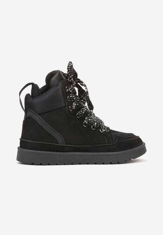 Czarne Sneakersy z Ozdobnymi Sznurówkami Eveslia 4