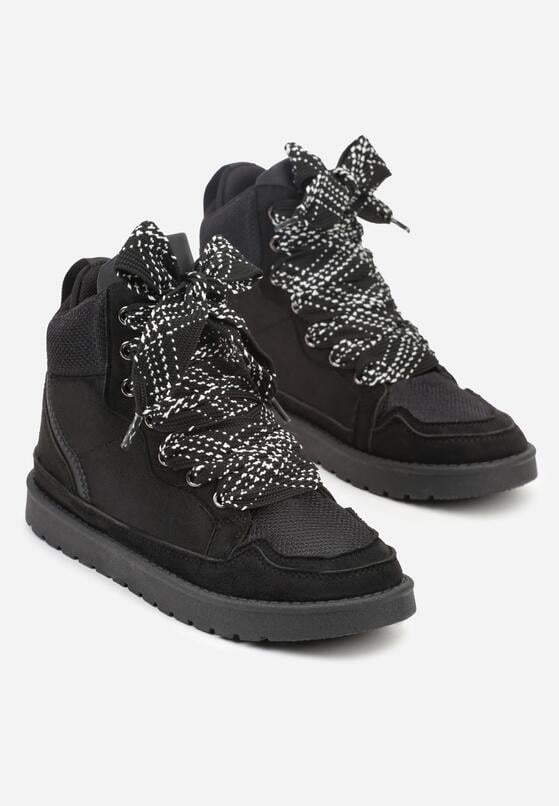 Czarne Sneakersy z Ozdobnymi Sznurówkami Eveslia 5