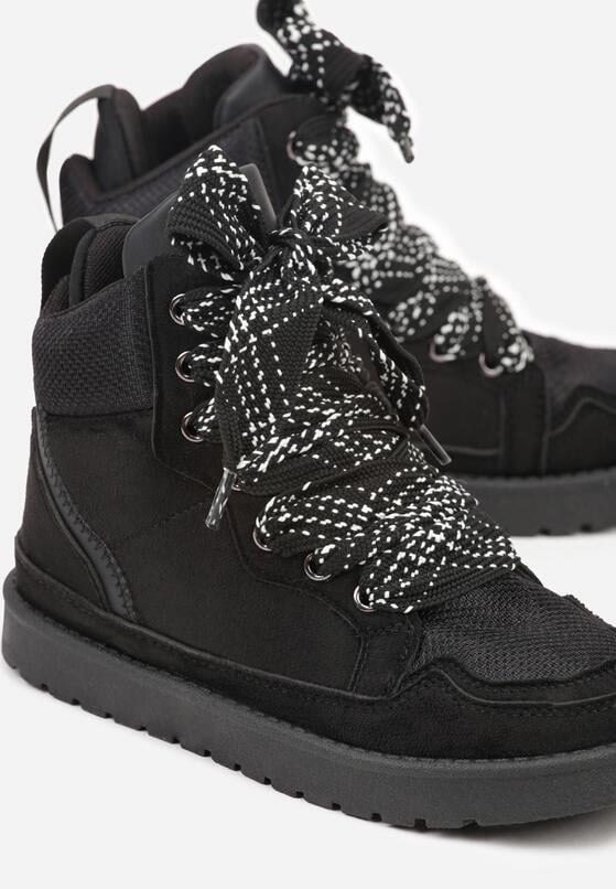 Czarne Sneakersy z Ozdobnymi Sznurówkami Eveslia 7
