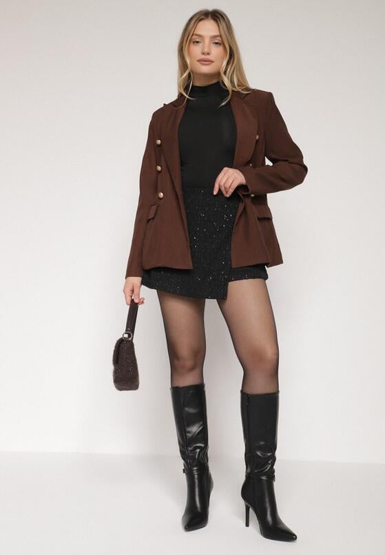 Czarne Spódnico-Szorty z Wełną i Cekinami Fedara 2