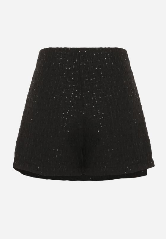 Czarne Spódnico-Szorty z Wełną i Cekinami Fedara 7