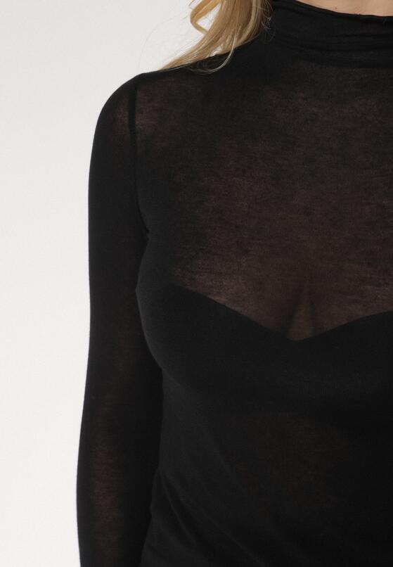 Czarna Bluzka z Golfem Typu Longsleeve z Wiskozy z Kaszmirem Fedine 5