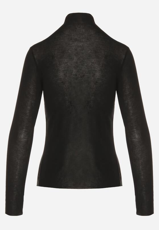 Czarna Bluzka z Golfem Typu Longsleeve z Wiskozy z Kaszmirem Fedine 7