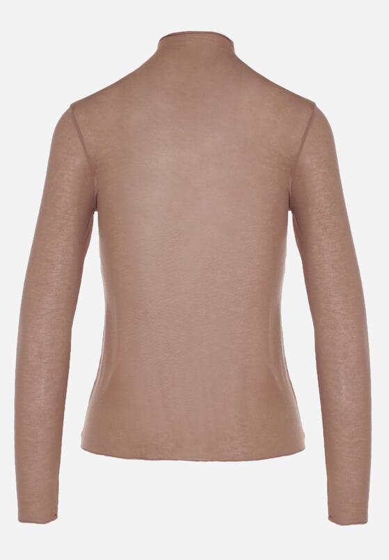 Brązowa Bluzka z Golfem Typu Longsleeve z Wiskozy z Kaszmirem Fedine 7