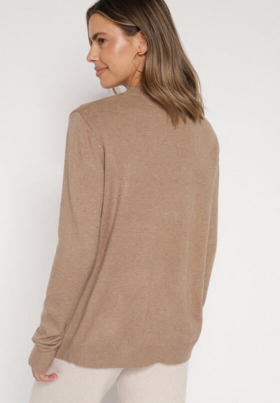 Ciemnobeżowy Casualowy Sweter z Wełną i Bawełną Nedalla 3
