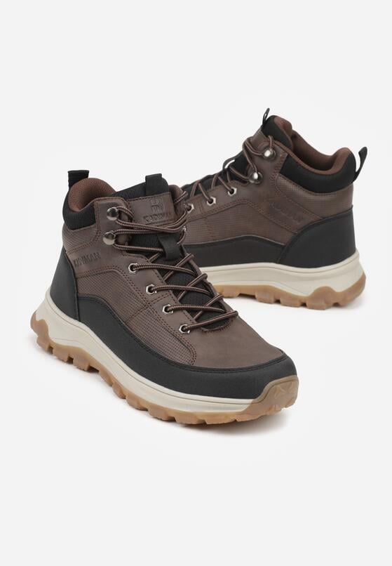 Brązowe Botki w Stylu Traperów z Napisem Awedisa 2