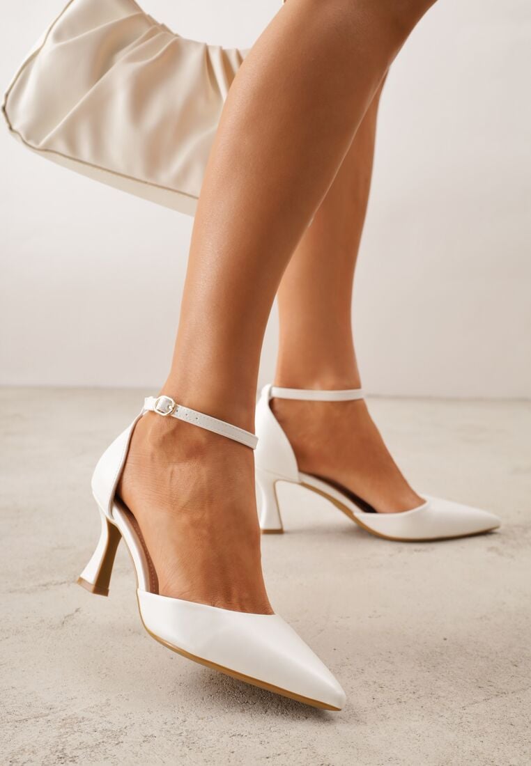 Białe Czółenka Vices ze Szpiczastym Noskiem na Obcasie Typu Klepsydra Nusorilis 2