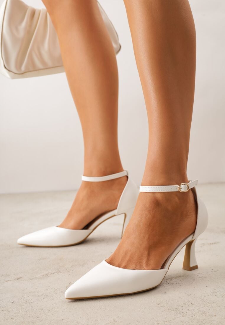 Białe Czółenka Vices ze Szpiczastym Noskiem na Obcasie Typu Klepsydra Nusorilis 1