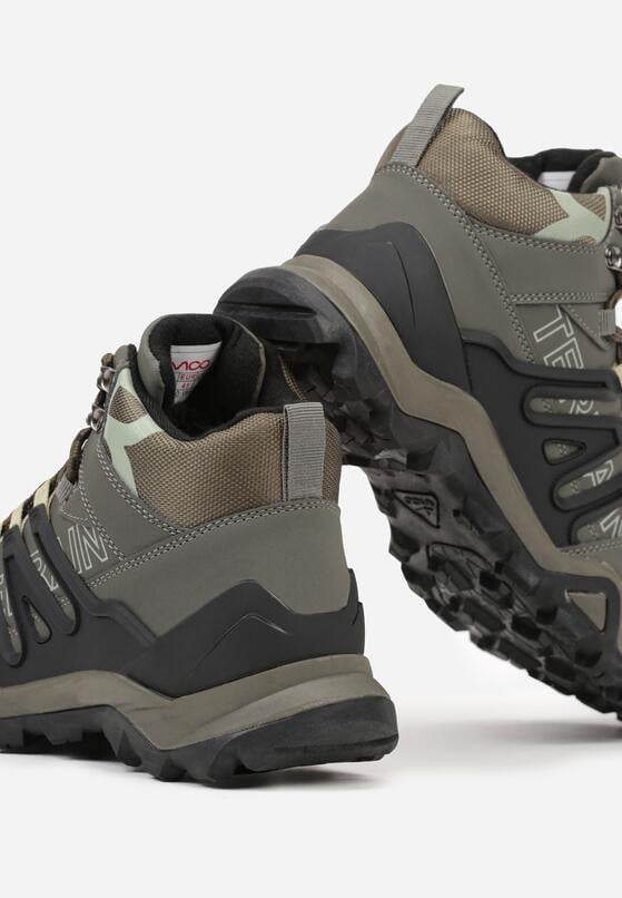 Ciemnobeżowe Buty Trekkingowe z Geometrycznym Wzorem Serida 3