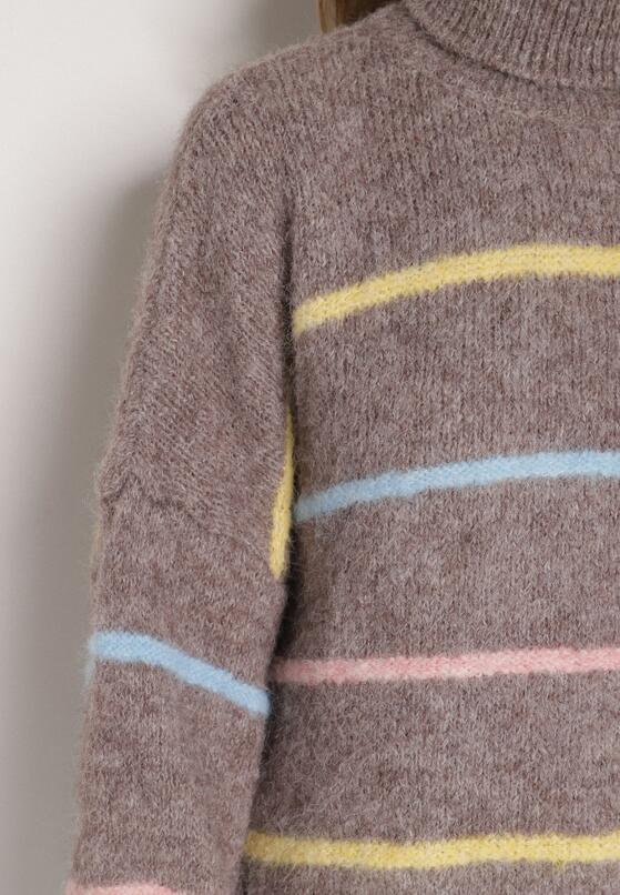 Beżowy Golf z Wełną Ozdobiony Paskami Reisorria 5