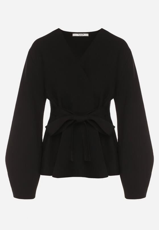 Czarny Kardigan z Wiskozą i Wiązaniem w Pasie Tusvela 6