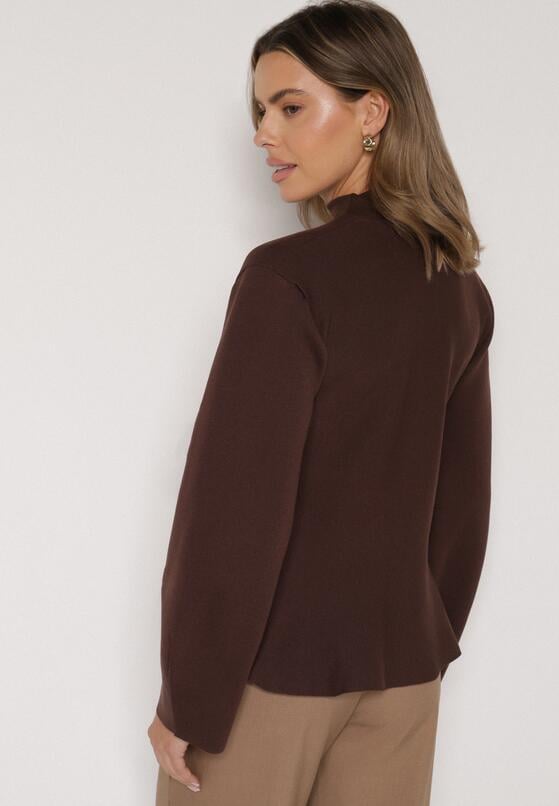 Brązowy Kardigan z Wiskozą i Wiązaniem w Pasie Tusvela 3