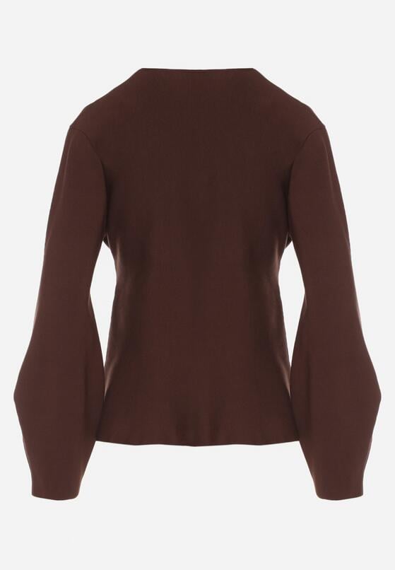 Brązowy Kardigan z Wiskozą i Wiązaniem w Pasie Tusvela 7