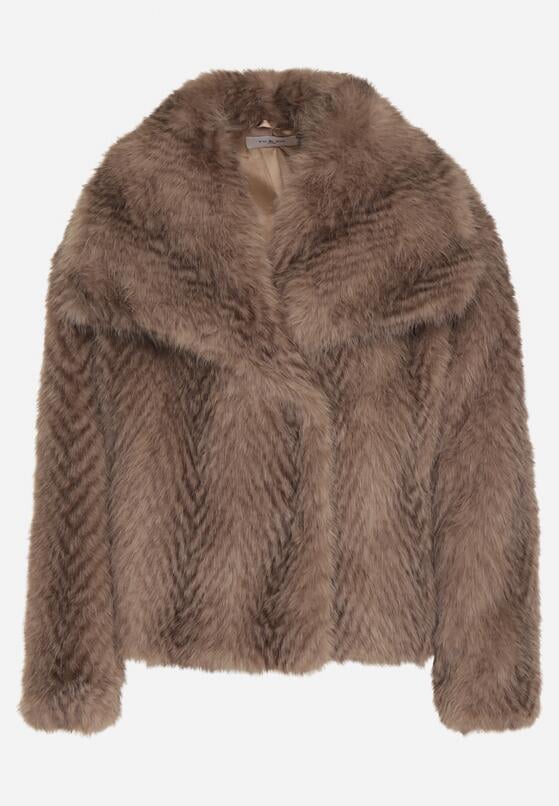 Jasnobrązowa Futrzana Kurtka z Cieniowanym Wzorem Monizavia 6