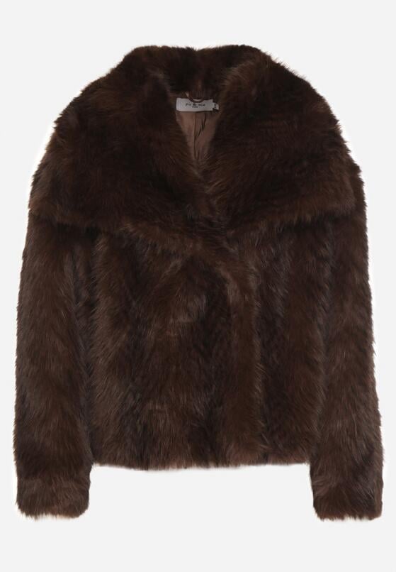 Brązowa Futrzana Kurtka z Cieniowanym Wzorem Monizavia 6