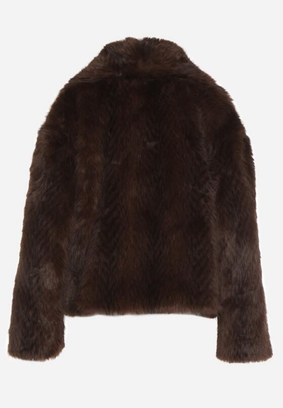 Brązowa Futrzana Kurtka z Cieniowanym Wzorem Monizavia 7